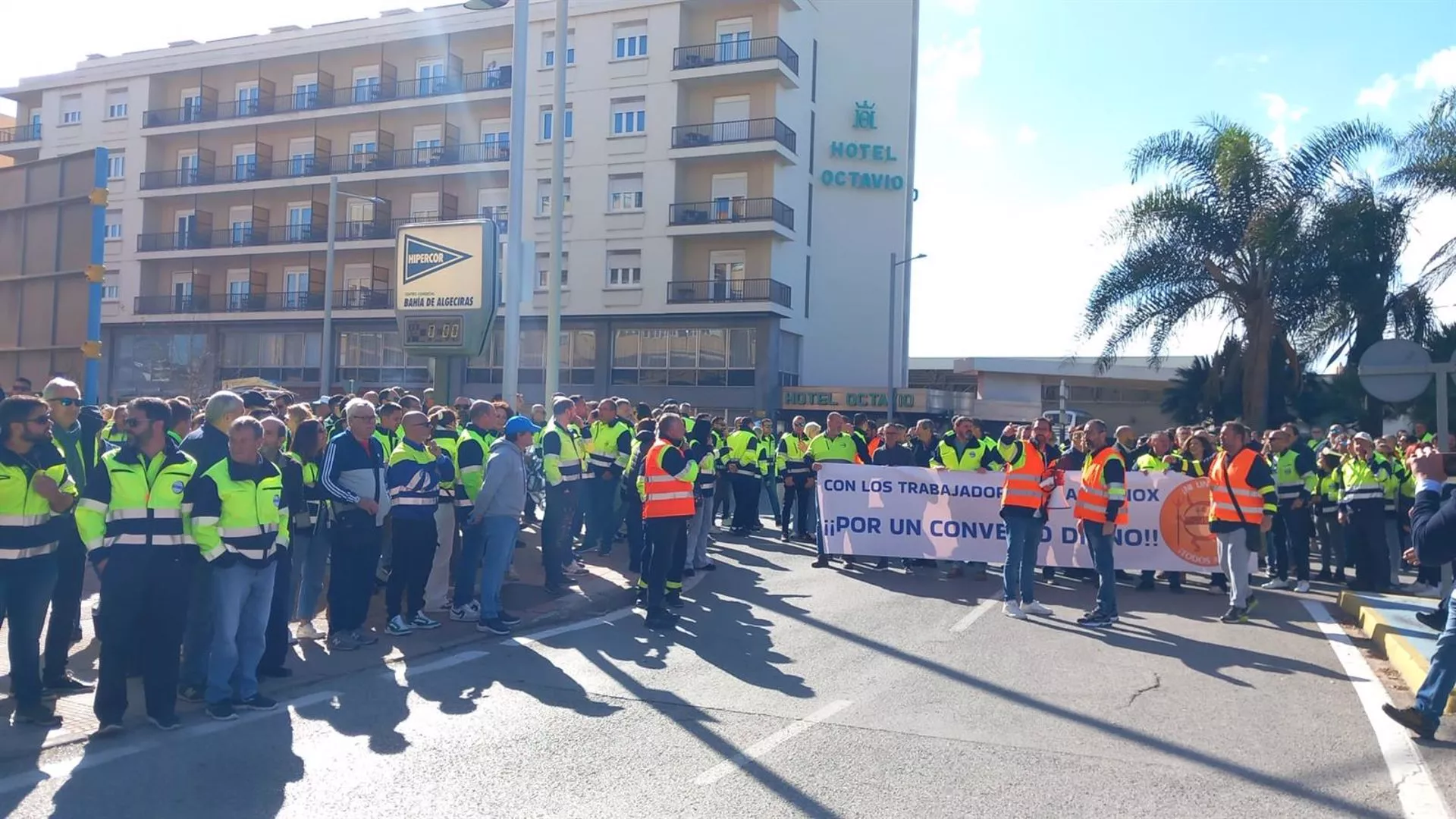 Trabajadores de Acerinox en una de las manifestaciones realizadas.