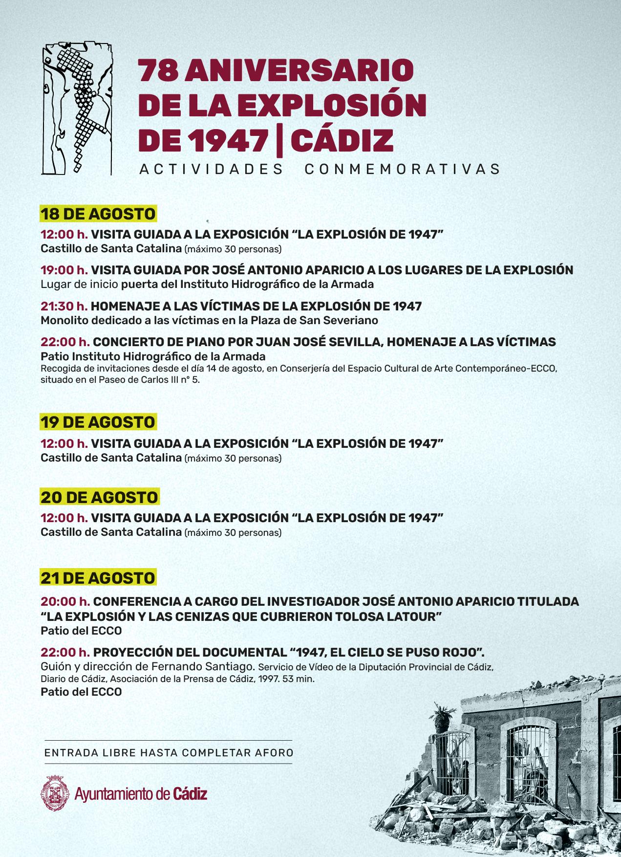 El próximo lunes comienzan los actos con motivo del 78 aniversario de la explosión de 1947