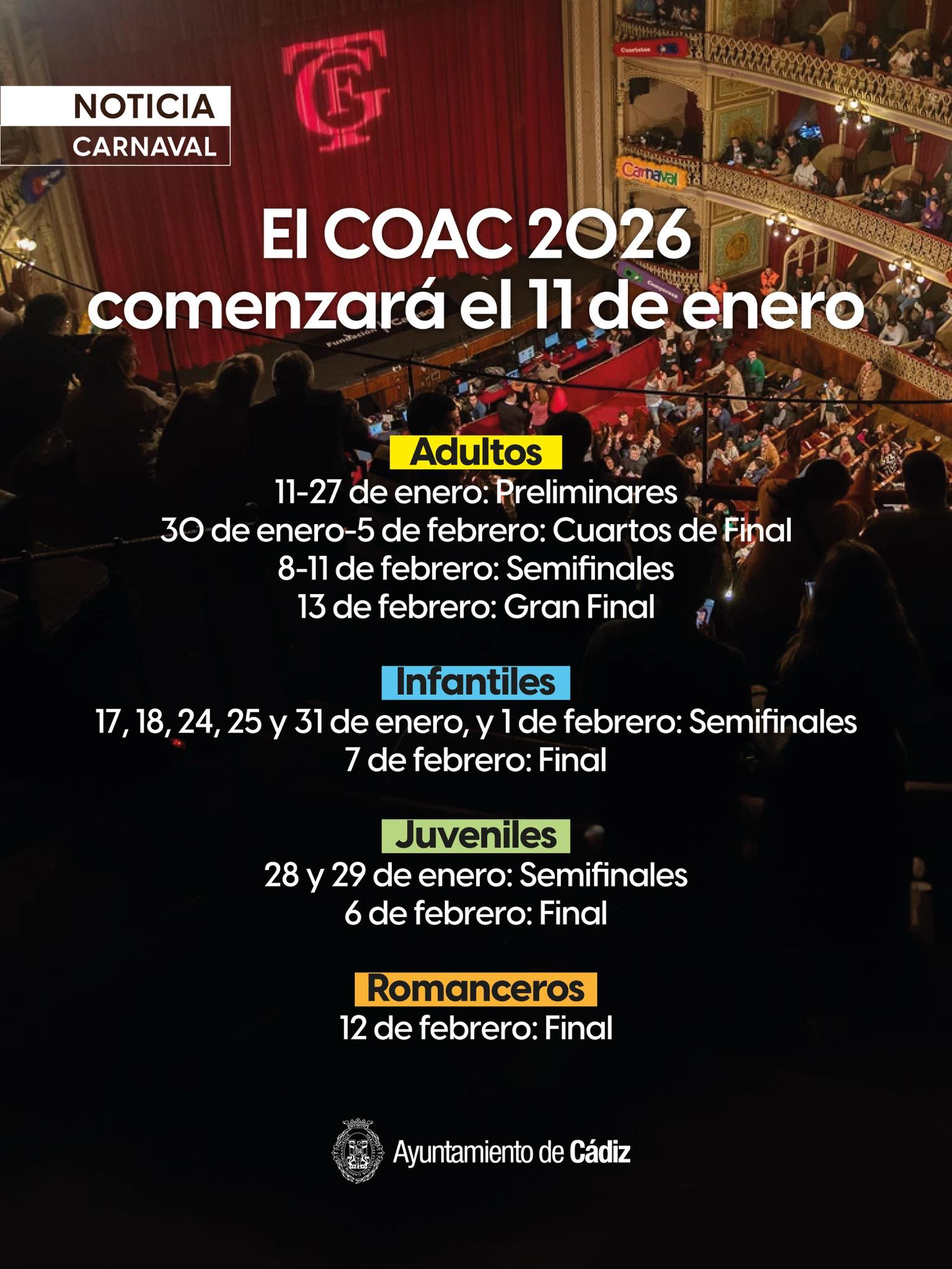 Concurso oficial de agrupaciones carnavalescas. coac 2026