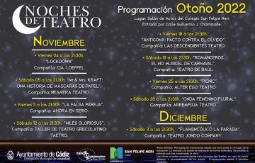 Noches de teatro cádiz. programación otoño 2022