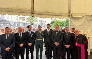 Fernando Estrella, Javier de Torre, Ignacio Martínez Casas, Luis Martín Velasco, Mauricio González-Gordon, Stefaan de Clerck, Manuel Estrella, y el obispo Rafael Zornoza.