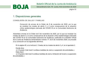 La Junta de Andalucía amplía los servicios esenciales