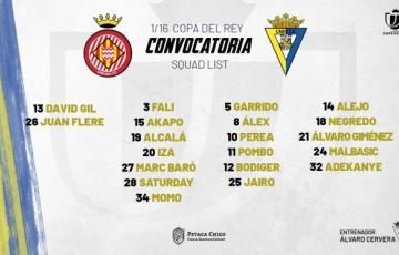 Lista de convocados para el partido de Copa del Rey ante el Girona F.C.