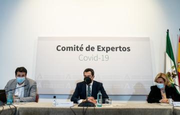 Juan Manuel Moreno Bonilla en la reunión del Comité de Expertos