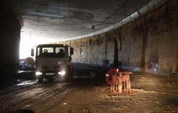 Imagen actual del túnel de la nueva terminal de contenedores tras eliminarse la inundación sufrida