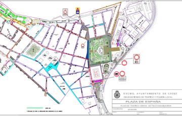 El Ayuntamiento mantendrá el plan de tráfico puesto en marcha en la zona de la Plaza de España por las obras de Eléctrica de Cádiz