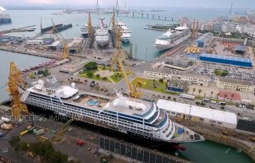 Imagen del astillero de Cádiz completo del pasado año en el que alcanzó su mejor marca de reparaciones de cruceros el pasado año