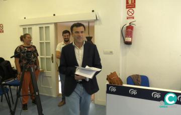 El presidente provincial del PP, Bruno García, en la sede del partido