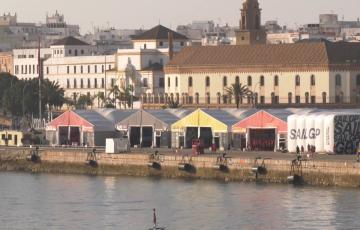 El Muelle Ciudad de Cádiz acoge los hangares de los distintos equipos de la Sail GP