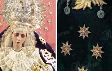 Una foto de los pendientes de la saya de la Virgen de la Misericordia.