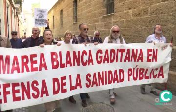 Manifestación de Marea Blanca desarrollada en Cádiz el pasado domingo.