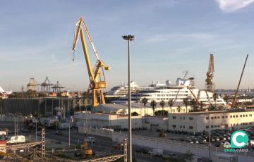 Cruceros en los diques de los astilleros de Cádiz 