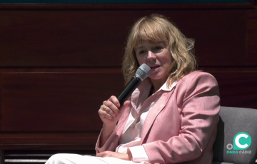 La protagonista de “Julieta” durante su intervención en el Centro Cultural de la Fundación Unicaja 