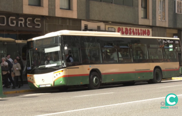 Un autobús urbano en una de las paradas de la avenida