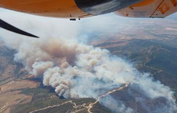 Vista aerea del siniestro en la zona del Estrecho