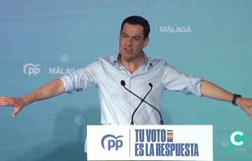 El presidente del PP de Andalucía interviene en un acto de campaña en Málaga
