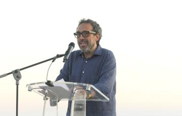 Manuel Zapata durante su discurso en el Baluarte de los Mártires.