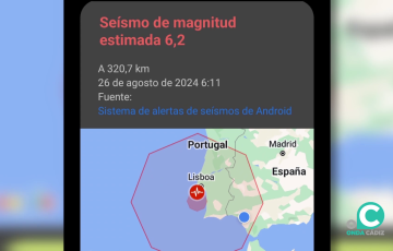 Imagen de la alerta del movil difundida por el terremoto registrado en tierras lusas