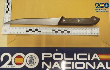 Cuchillo usado para el atraco en un salón de juego en Jerez.