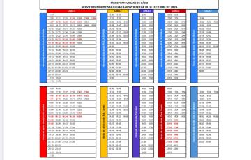 Tabla de servicios mínimos urbanos en la jornada de este lunes