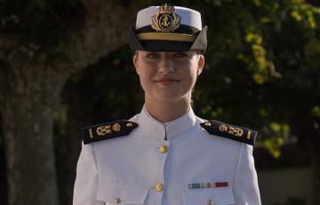 La Princesa Leonor a su llegada a la Escuela Naval de Marín, a 29 de agosto de 2024