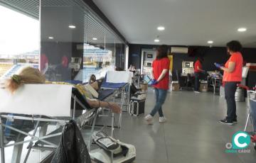 Campaña de donación de sangre realizada en el Estadio Nuevo Mirandilla. 