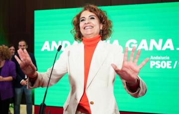 María Jesús Montero en un acto con militantes en Sevilla.