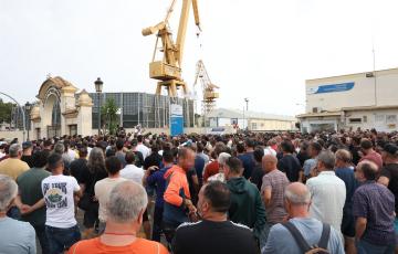 Trabajadores del metal durante la huelga en Cádiz.