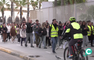 Simulacro de evacuación en un instituto de la capital gaditana ante un tsunami 