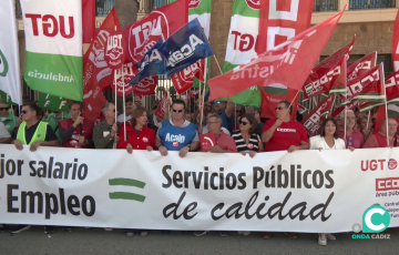 Protesta de este jueves en la capital gaditana