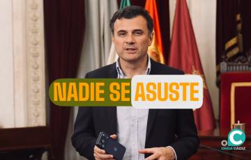 El alcalde de Cádiz, Bruno García, en el vídeo.