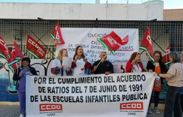 Protesta de este miércoles en la Escuela Infantil Los Dálmatas.