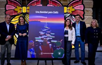 Autoridades junto al cartel presentado este viernes en la Casa de Iberoamérica