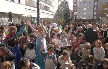 Imagen del cañón de espuma en la Plaza de Carlos Díaz