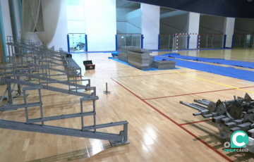 El andamiaje es bien visible en la instalación deportiva