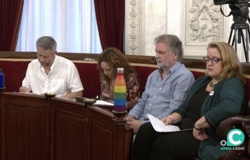 Ediles de la formación durante el transcurso de una sesión plenaria en el Ayuntamiento de Cádiz