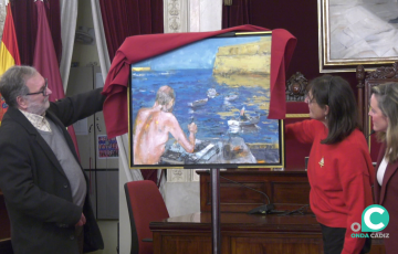 Momento que se descubre la obra del autor isleño