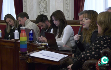 Ediles de AIG durante un Pleno del Ayuntamiento de Cádiz