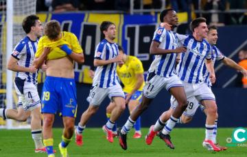 Los jugadores del Sanse celebran el gol de Ochieng (Foto: La Liga)