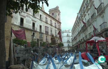 Imagen de la plaza de Arguelles ambientada para la filmación