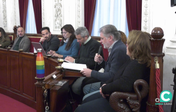 Concejales de Adelante Izquierda Gaditana durante una intervención en un Pleno municipal