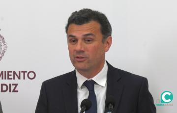 El alcalde de Cádiz, Bruno García, en la rueda de prensa de la Junta de Gobierno Local. 