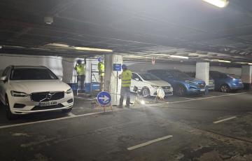 Obras de reparación de los forjados del aparcamiento del Campo del Sur.