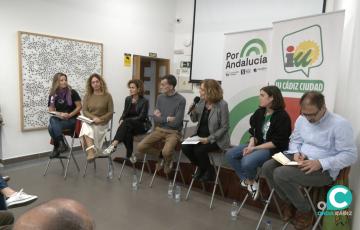 Antonio Maíllo, candidato de Por Andalucía a la presidencia de la Junta, presenta en Cádiz los ejes de su programa de gobierno.
