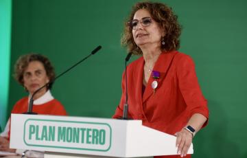 La candidata socialista, María Jesús Montero, en el acto de presentación  del proyecto para Sanidad. 