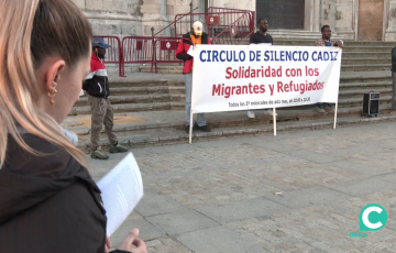 Un momento del encuentro en la plaza de la Catedral