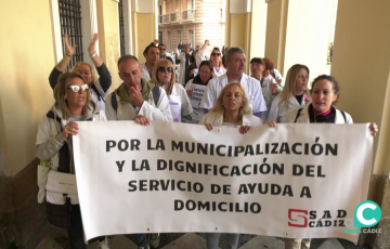 Imagen de archivo de una de las protestas de los trabajadores en el Ayuntamiento de Cádiz