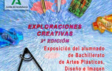 Cartel que ilustra la muestra colectiva 'Exploraciones Creativas'.