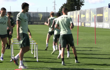 Los jugadores cadistas durante una de las fases de trabajo físico