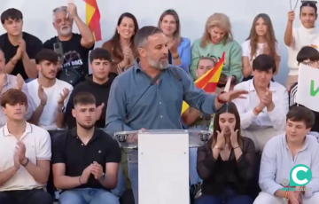 Un momento del discurso del dirigente de la formación en la localidad gaditana